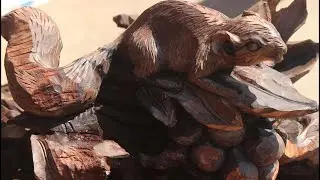 Beautiful Squirrel and Grape Wood Carving // Wood Carving Tutorial
