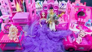 12 Minutes Unboxing Super Royal Pink Barbie Wedding Dress, Minnie Make Up Toys Review Toys ASMR