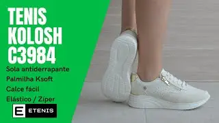 T&ecirc;nis feminino Kolosh C3984 leve confort&aacute;vel Ksoft Creme