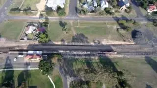 Aerial view of V/Line Up Bairnsdale train at Stratford 4.01.2017 - Xiro Xplorer V