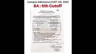 university of Allahabad BA 6th cutoff Cuet UG 2022