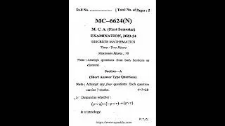 MCA 1st Sem Discrete Mathematics PYP 2023-24 most imp for exams #bu #mca #bundelkhanduniversity #imp