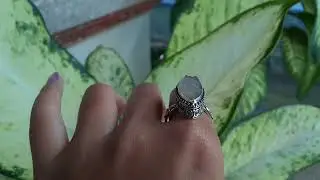 Cincin Motif Bali dengan Permata Natural Impactite Tektite