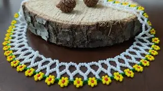 Papatya desenli//Çiçekli kolye yapımı💐 (Daisy pattern necklace making) #DIY #Handmade