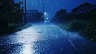 ASMR Nighttime Heavy Rain Falling Over Quiet Countryside for Peaceful and Undisturbed Sleep 100