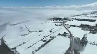 Coastal fog bank drone flight