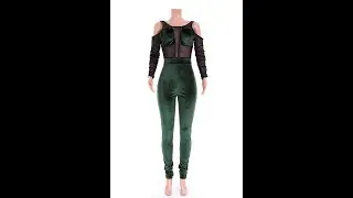 Plus size four colors new stylish mesh splice backless velvet hollow slim fit stretch jumpsuit049990
