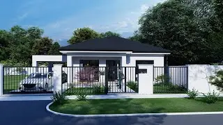 Animatie video, planuri 3d si imagini exterioare casa parter. Design in Lumion 