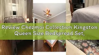 Review Chezmoi Collection Kingston Queen Size Bedspread Set, 3-Piece Dark Purple Oversized Quilted M