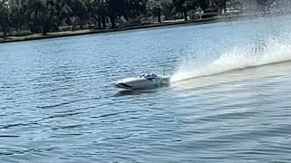 Proboat Black Jack 26 on 3s, windy day running.