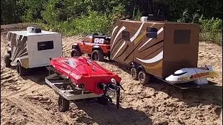 RC RACING BOAT LAUNCH,CAMPER TRAILER & MOTORHOME ADVENTURE.pro boat jet jam.