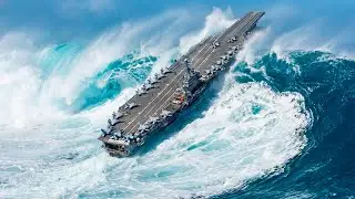 Aircraft Carrier Ship Faces Colossal Tsunami in the Open Sea (Ultra-Realistic Simulation)