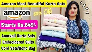 Amazon Most Beautiful Kurta Sets Starting Rs.649,Anarkali,Embroidered,Cord Sets,Bag,Rajni Style Tips