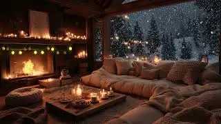 Warm Winter Fireplace & Peaceful Piano | Relaxing Ambience for Sleeping, Studying & Healing