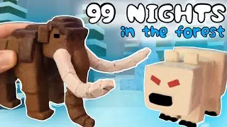 😨I made Mammoth and Polar bear with clay! 99 Night in the forest Roblox 