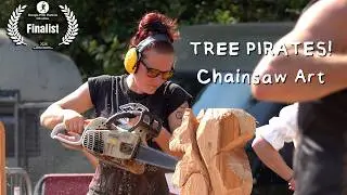 Chainsaw Carvers - The Tree Pirates in action at The Oak Fair in Dorset