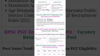 Haryana Post Graduate Teacher PGT Recruitment 2024