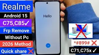 Realme C71,C75,C85 Frp Remove 2026 || Realme Android 15 Google Account Remove Without PC 
