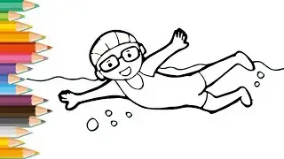 Drawing and Coloring for Kid | a Boy Swimming | Lovely Kids