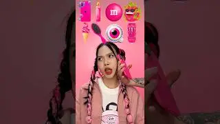 Random Pink Food ASMR Mukbang🌸🦑💋#asmr#eating#shorts #mukbang