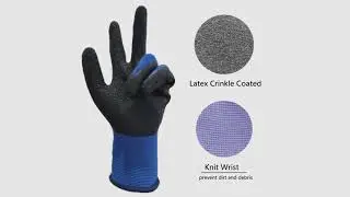 BLUE BLACK SAYNTHETIC PALM COATED SAFETY HAND GLOVES || INDUSTRIAL GLOVES || SAI SAFETY & WORKSWEAR