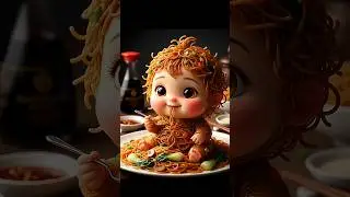 Cute Food Baby 😍🍜  Noodles & Fun Bites 🤤Itna Cute Khana 😭❤️ | Cartoon #food  Baby Shorts #trending