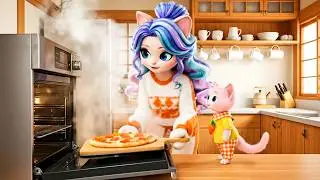 Mama Cat&rsquo;s Pizza Class 🍕 | Pinkie Ginger Kitten Takes Over the Kitchen 😹🐾 | Funny Cat Animation ❤️