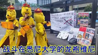 穿龙袍的维尼在悉尼大学迎新，连遭粉红学生骚扰袭击四天，校方：破坏是学生的表达自由！？