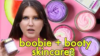 TRYING OUT BOOB + BUTT SKINCARE! How to Eliminate Buttne, Stretch Marks, and Scars THERE!