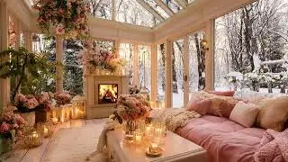 Natural Snow Wind and Fireplace Fire Sounds for Relaxation, Focus and Stress Release