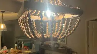 Tochic Beaded Chandelier, Boho Wood Bead Chandelier Light Fixture for Bedroom, Modern Farmhouse