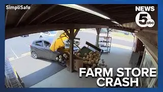 VIDEO: 83-year-old woman crashes into Avon farm store, runs over employee