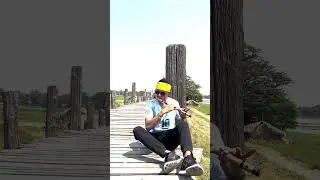 🌅Flute Cover#memories | Shot at U Bein Bridge, the world's longest teakwood bridge🎶  #shorts #flute