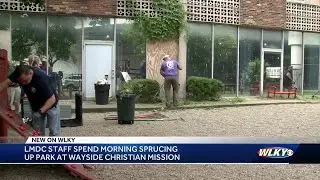 LMDC staff spruce up park at Wayside Christian Mission
