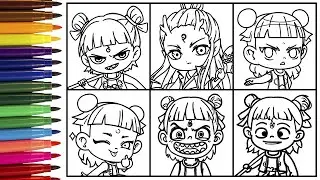 Drawing Cute Nezha Characters | Step by Step Drawing | Fun Coloring for Kids