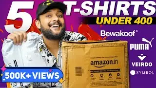 5 BEST T-SHIRTS UNDER 500 FOR MEN on AMAZON 🔥  T-shirt Haul | Puma, Bewakoof, Veirdo | ONE CHANCE