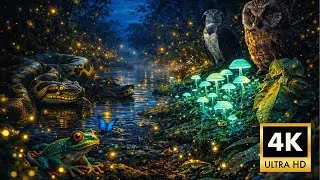 Relaxing Walk in the Amazon: Luminous Shadows - Fireflies & Glowing Nature (8K ASMR)