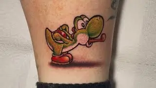 How to tattoo Yoshi - PART 2 - Nintendo character full color tutorial 