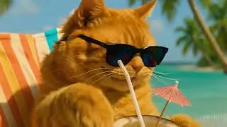 Chubby Orange Cat Living the Dream 😎☀️ | Coconut Vibes & Chill