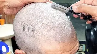 ASMR🎙️ Satisfying straight Razor Head Shave Dandruff Remove for Men's in BladeStyleASMR 💈