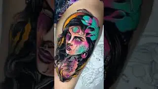 Creepy mermaid colorful tattoo #Shorts
