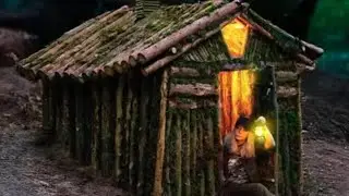 Building | A Secret Cabin In Large Tree Stump. Bushcraft Survival Skills..