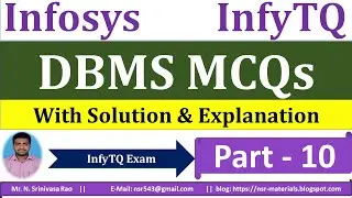 DBMS MCQs | InfyTQ 2023 DBMS MCQs | DBMS MCQs Solution & Explanation | Database MCQs | Part-10