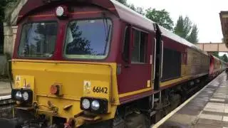 EWS 66142 Freight Train Arrives & Departs Bradford on Avon 03/08/16