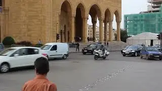 Police escort in Beirut, Lebanon in 2013