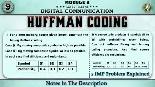 9 Huffman Coding 2 IMP Problems Solved Module 3 | 5th Sem Digital Communication ECE VTU