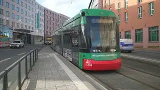 Germany, Nürnberg, Straßenbahn 7 ride from Marientunnel to Tristanstraße
