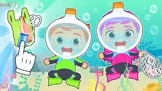 BABIES ALEX AND LILY 🗑️♻️ Cleaning the bottom of the Sea 🌊 Kids save the World