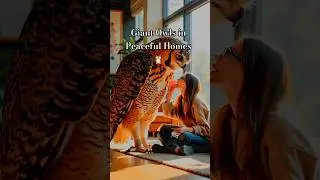 Living with Giants: A Peaceful Day with Enormous Owls 🦉 #animals #owl #catvideos #shortfeed
