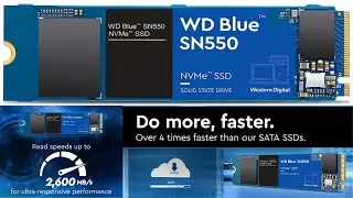 Western Digital 1TB WD Blue SN550 NVMe Internal SSD   Gen3 x4 PCIe 8Gbs, M 2 2280, 3D NAND